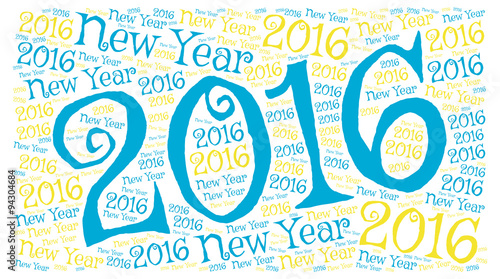 Cheerful and colorful New Year 2016 postcard background