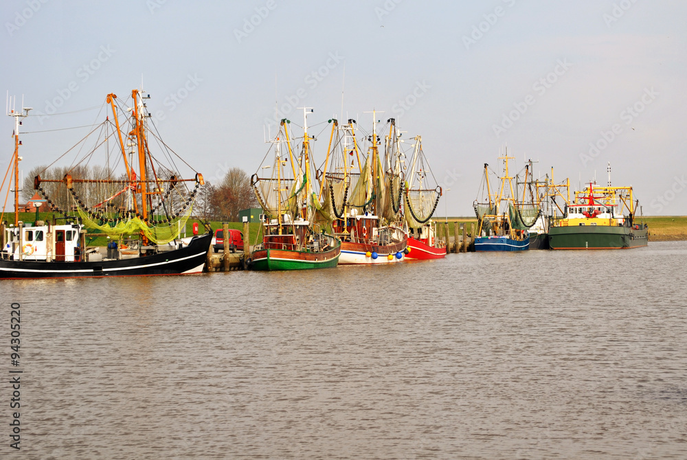 Fishing Boats in the Greetsiel Harbor in Germany