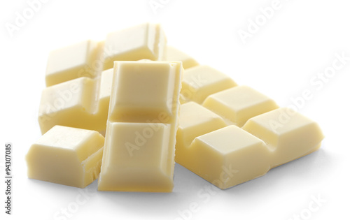 Obraz na plátně White chocolate pieces isolated on white background