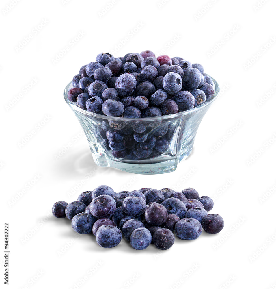 Bowl of frozen domestic blueberries isolated on white backgound Bowl of frozen domestic blueberries isolated on white backgound