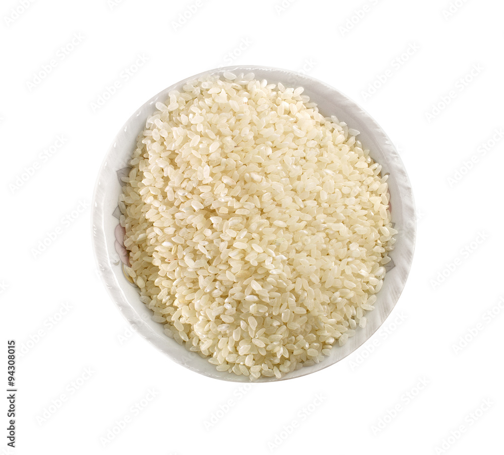 Rice in bowl isolated on white with clipping path Rice in bowl isolated on white with clipping path