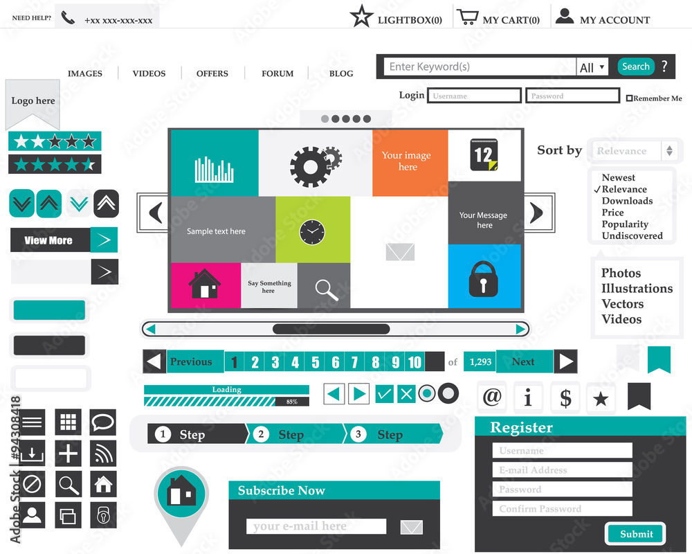 set of web design vector elements