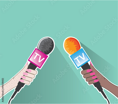 Hand with TV microphone vector