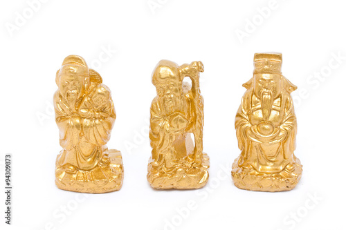 Принти на полотні Fu Lu Shou, Chinese lucky god graven image isolated on white.