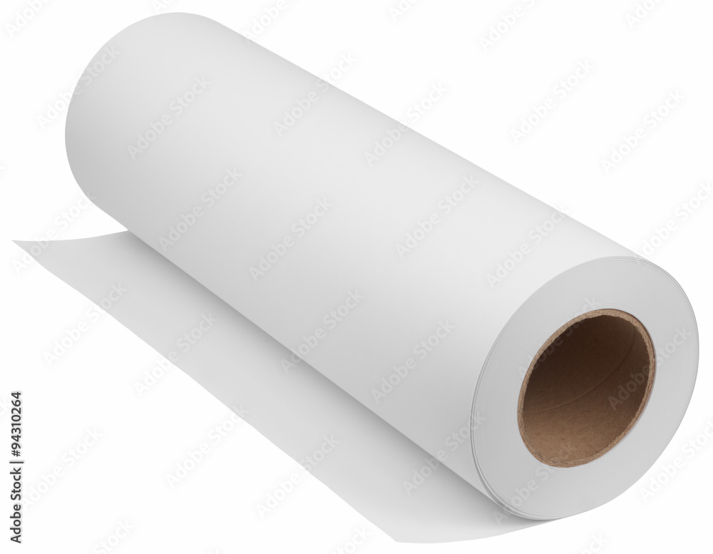Roll paper for printers and engineering machines. Object is isolated on white background without shadows. Roll paper for printers and engineering machines. Object is isolated on white background without shadows.