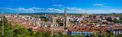 Tablou canvas Burgos aerial view skyline with Cathedral in Spain