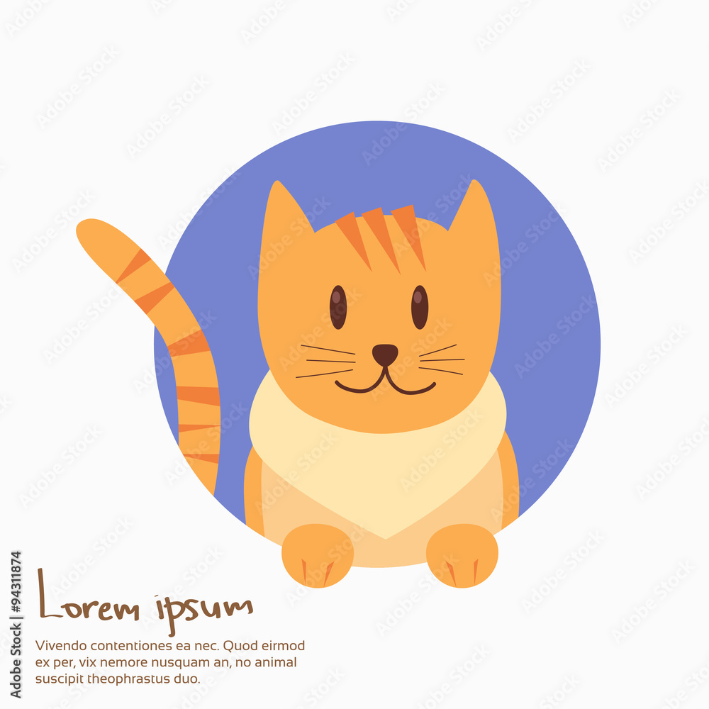 Cartoon Cat Face Smile Banner Flat Vector Cartoon Cat Face Smile Banner Flat Vector