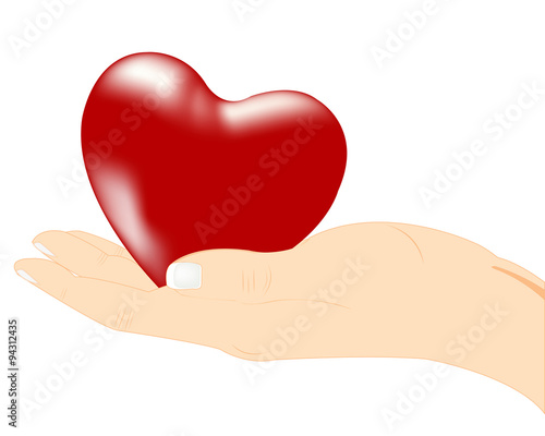 Red heart in hand