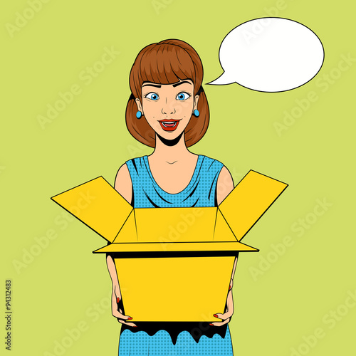 Young woman get a present vector illustration