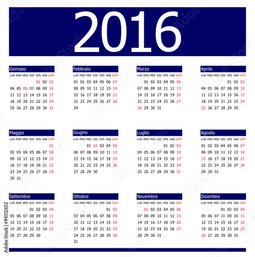 Calendario 2016 Italia Blue