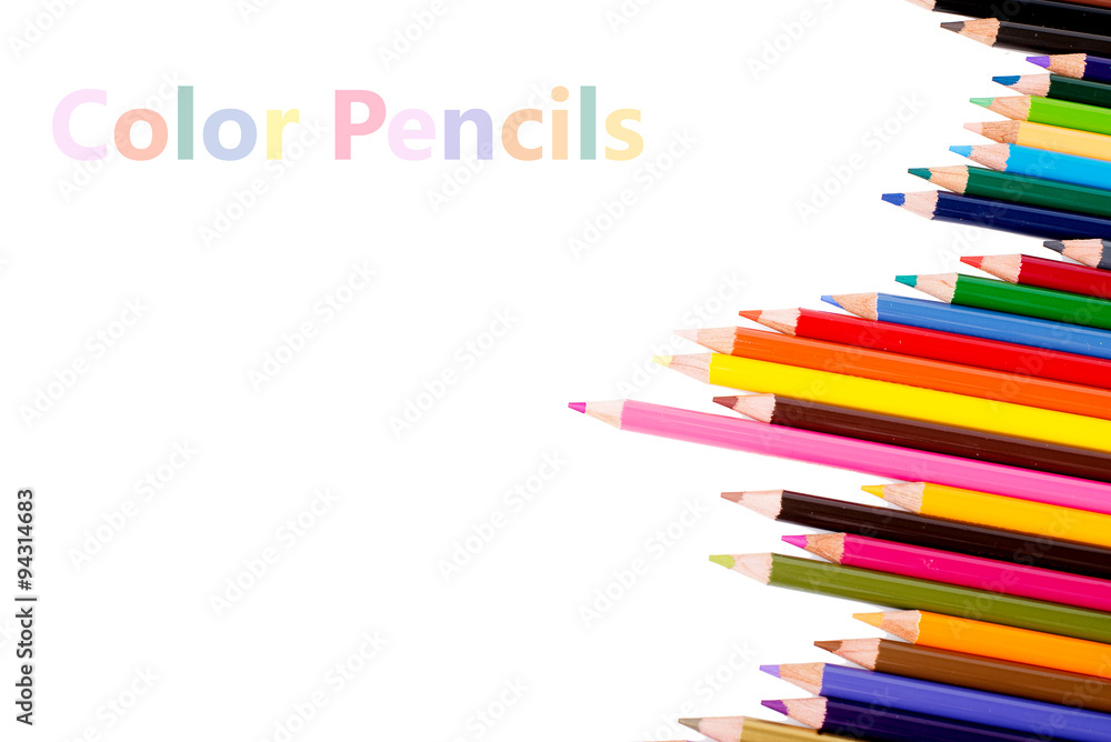 Fototapeta premium Colour pencils isolated on white background close up