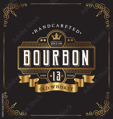 Vintage frame label design. Suitable for Whiskey and Wine label, Restaurant, Beer label. Vector illustration