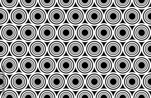 Vector modern seamless geometry pattern circles concentric, black and white abstract geometric background, trendy print, monochrome retro texture, hipster fashion design