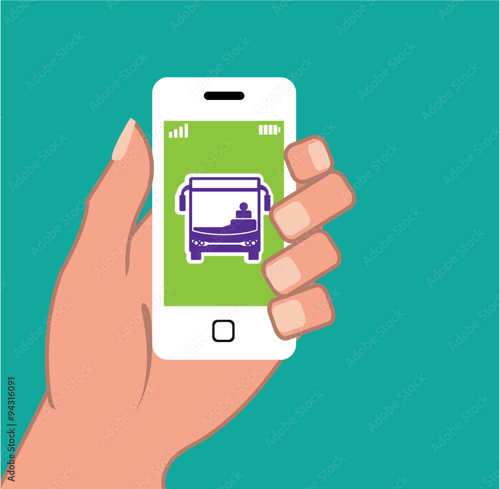 Smartphone Vector application Bus service Online application Smartphone Vector application Bus service Online application