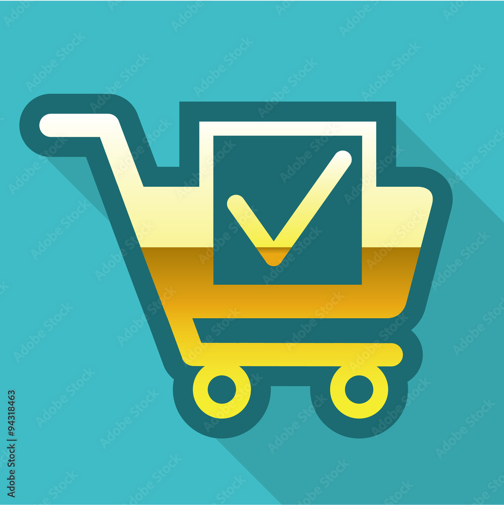 Golden Cart Icon with check mark Vector Golden Cart Icon with check mark Vector