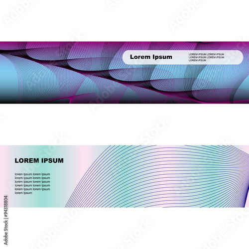 Two banners with web of thin lines. some waves of thin lines on banners for your design