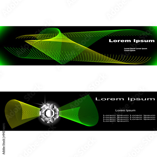 Two banners with web of thin lines. some waves of thin lines on banners for your design