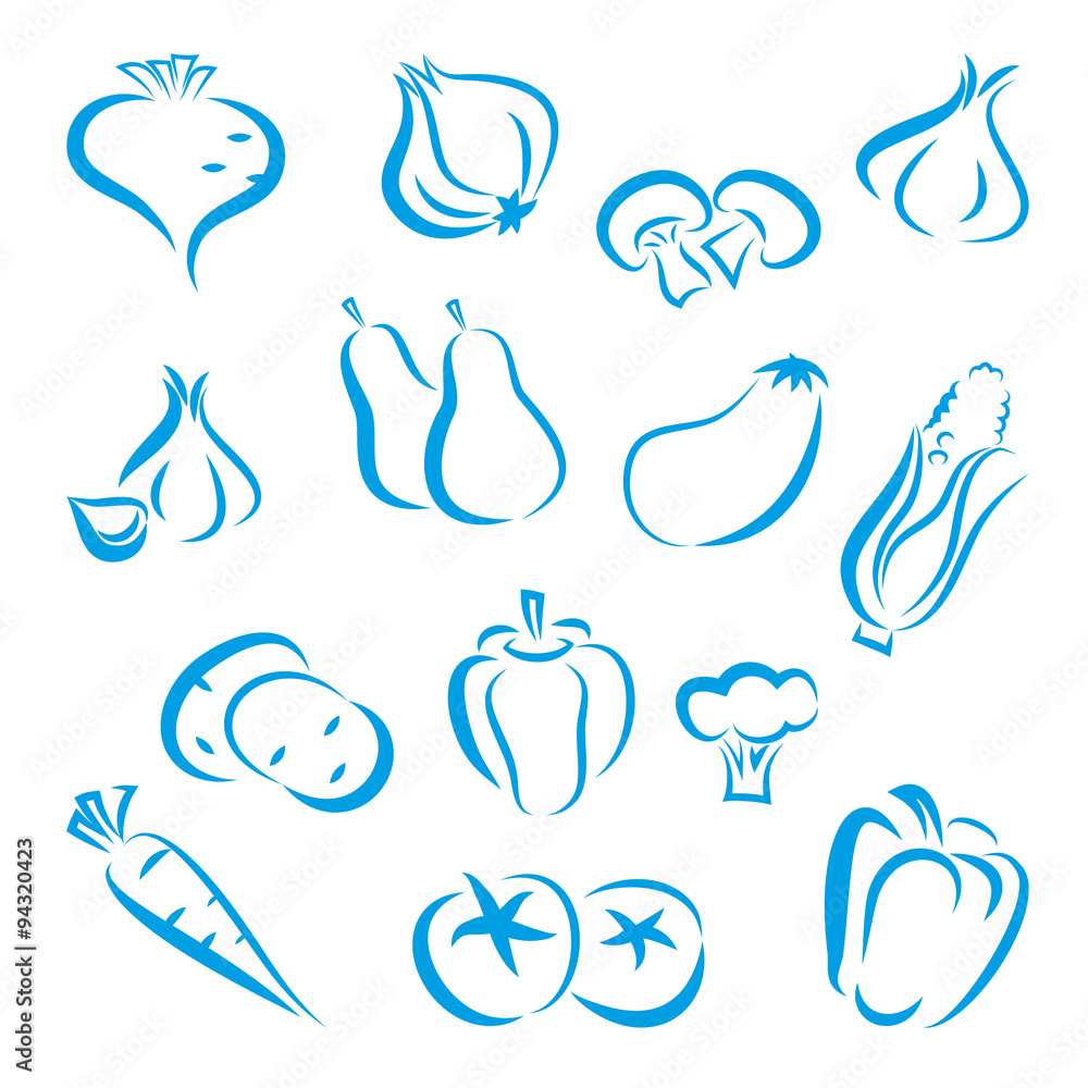 warzywa zestaw ikon wektor