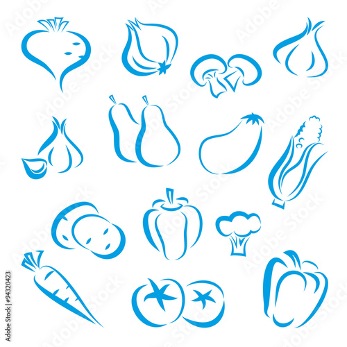 warzywa zestaw ikon wektor