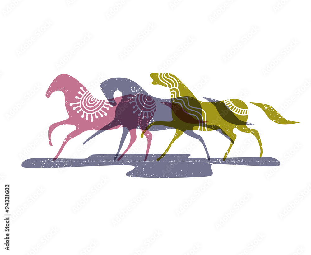 Fototapeta premium Wild horses, eps10 vector illustration