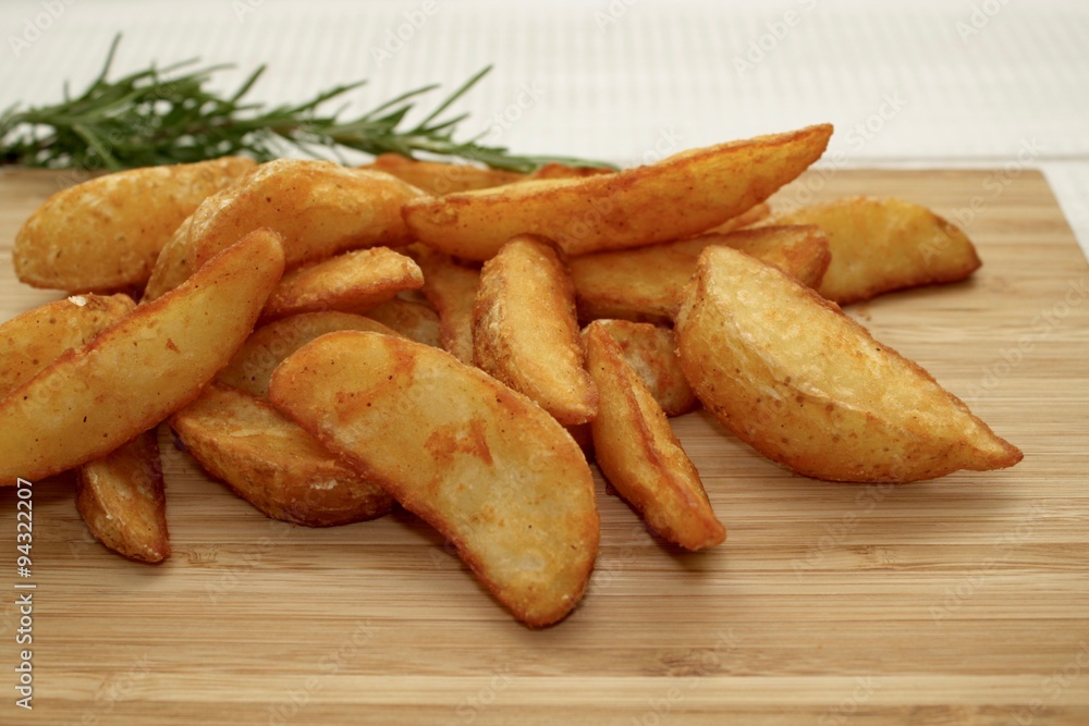 Roasted potatoes on the desk Roasted potatoes on the desk