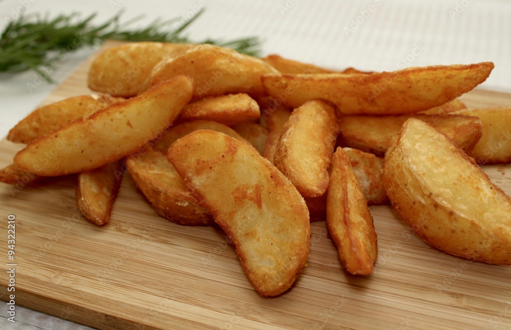 Roasted potatoes on the desk