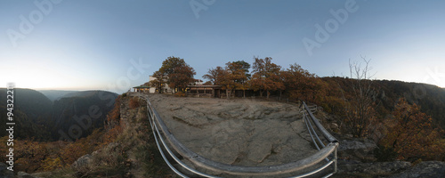 Panoramic view of Hexentanzplatz in the Harz mountains above the Bode Gorge near town Thale in Saxony-Anhalt, Germany. photo