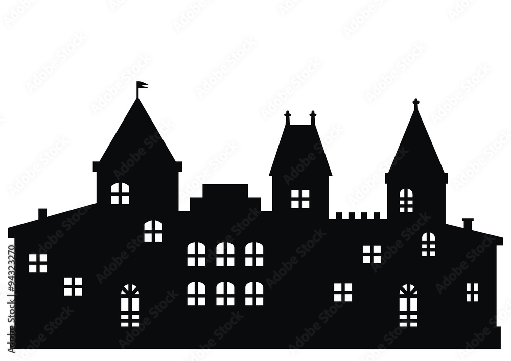town, black silhouette, vector icon