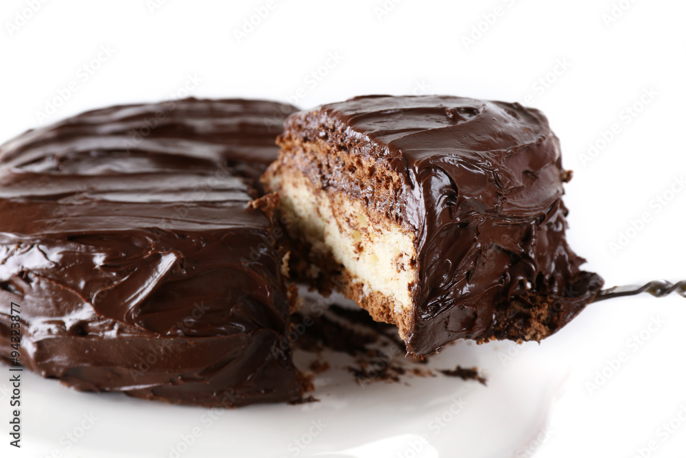 delicious chocolate dessert on white background delicious chocolate dessert on white background