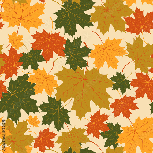 Vector seamless with autumn maple leaves 