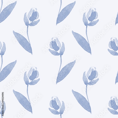 Simple floral background 3. Watercolor seamless pattern