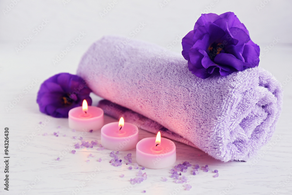 Beautiful spa composition on wooden table Beautiful spa composition on wooden table