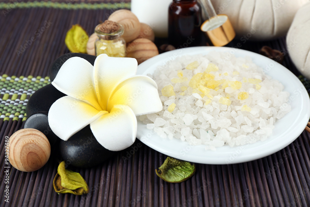 Spa setting on table Spa setting on table