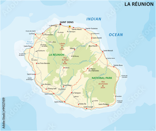 la reunion road and national park map