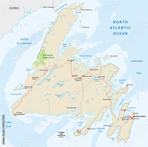 newfoundland road map photo