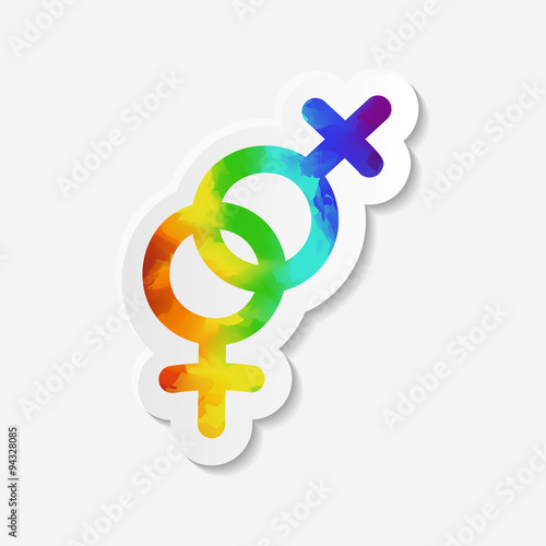 Gender identity icon. Lesbian symbol. Sticker with watercolor effect. Vector illustration.