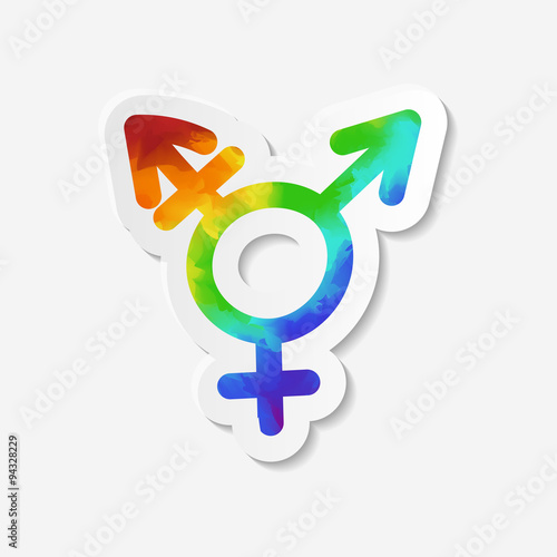 Gender identity icon. Intersex or transgender symbol. Sticker with watercolor effect. Vector illustration.