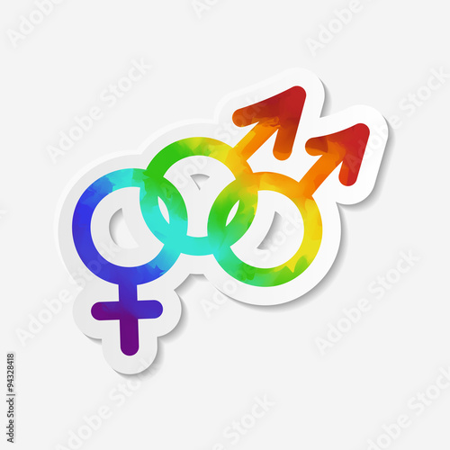 Gender identity icon. Bisexual symbol. Sticker with watercolor effect. Vector illustration.