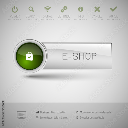 Modern plastic vector button.