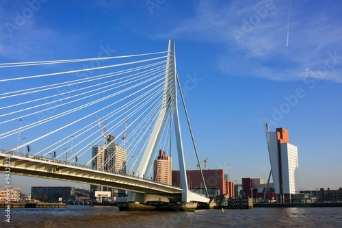 Erasmus Bridge on the River of Meuse in Rotterdam