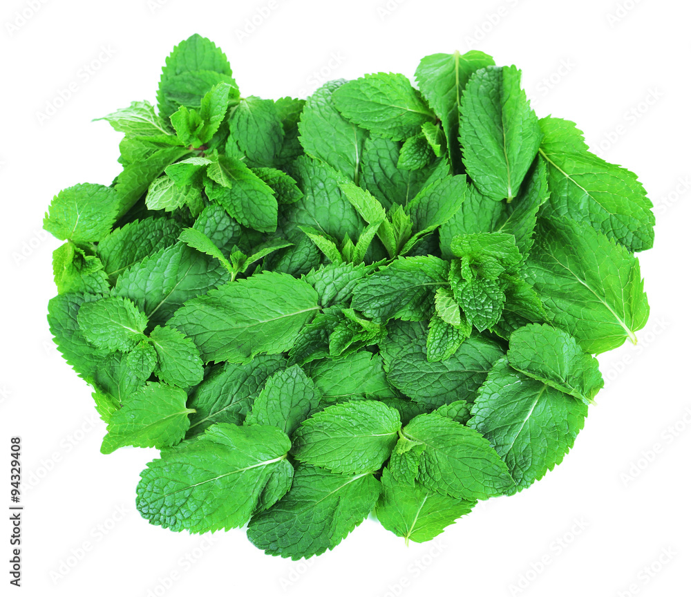 Pile of fresh mint isolated on white Pile of fresh mint isolated on white