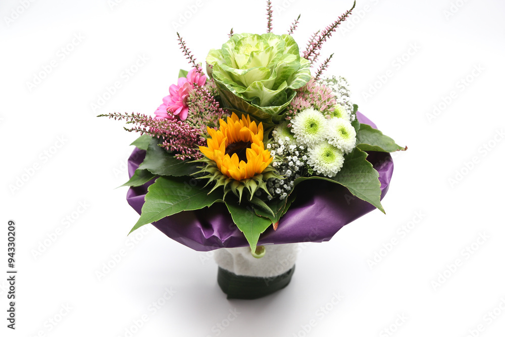 Naklejka premium Blumenstrauß mit Sonnenblume