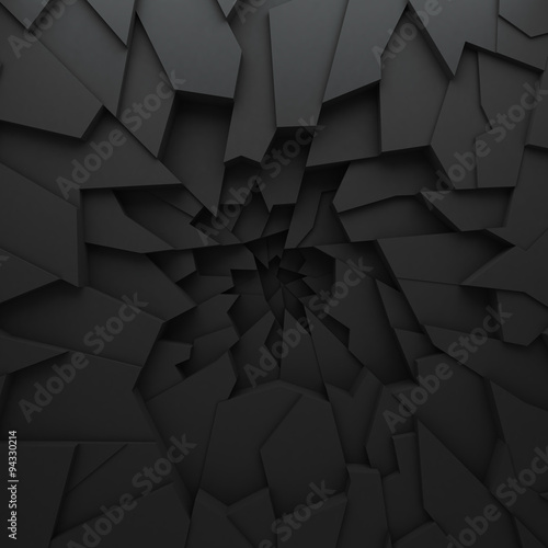 Geometric color abstract polygons  as crack wall. Interior room
