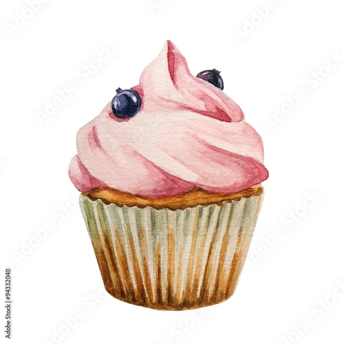 Naklejka na ścianę Akwarela ciastko, na białym tle