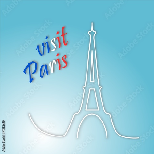 Visit Paris and Eiffel tower illustration