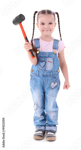 Cute little girl with hamme...