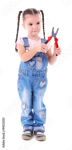 Cute little girl in overall...