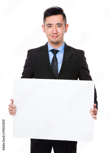 Asian Businessman show with white banner © leungchopan