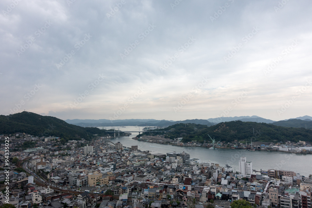 aerial view of a city (Onomichi, Japan)