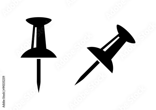 Black pushpin icons on white background